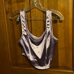 Shanna purple satin crop top